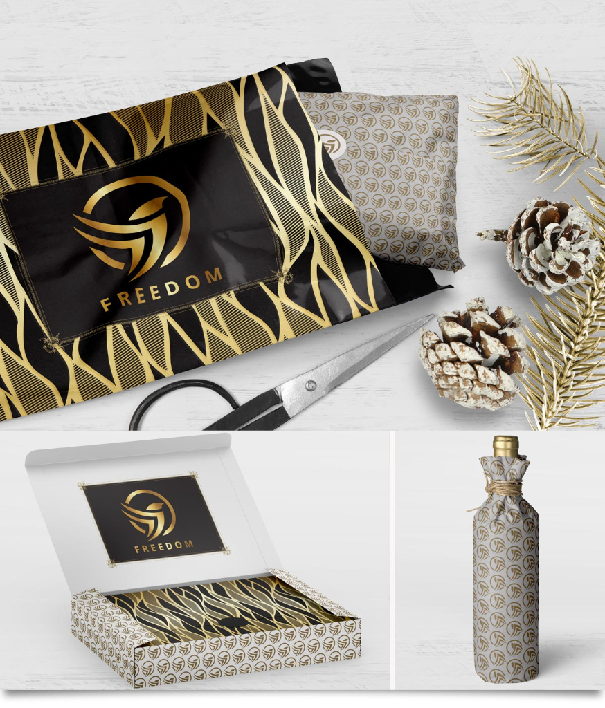 Custom printed e-commerce packaging for the holiday season.