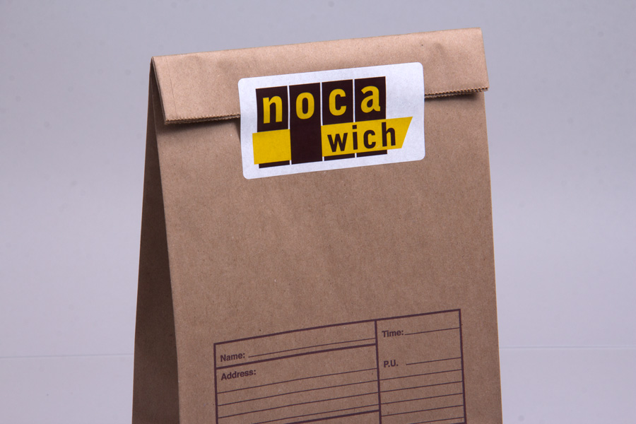 Noca sandwich bag sealed with a branded label